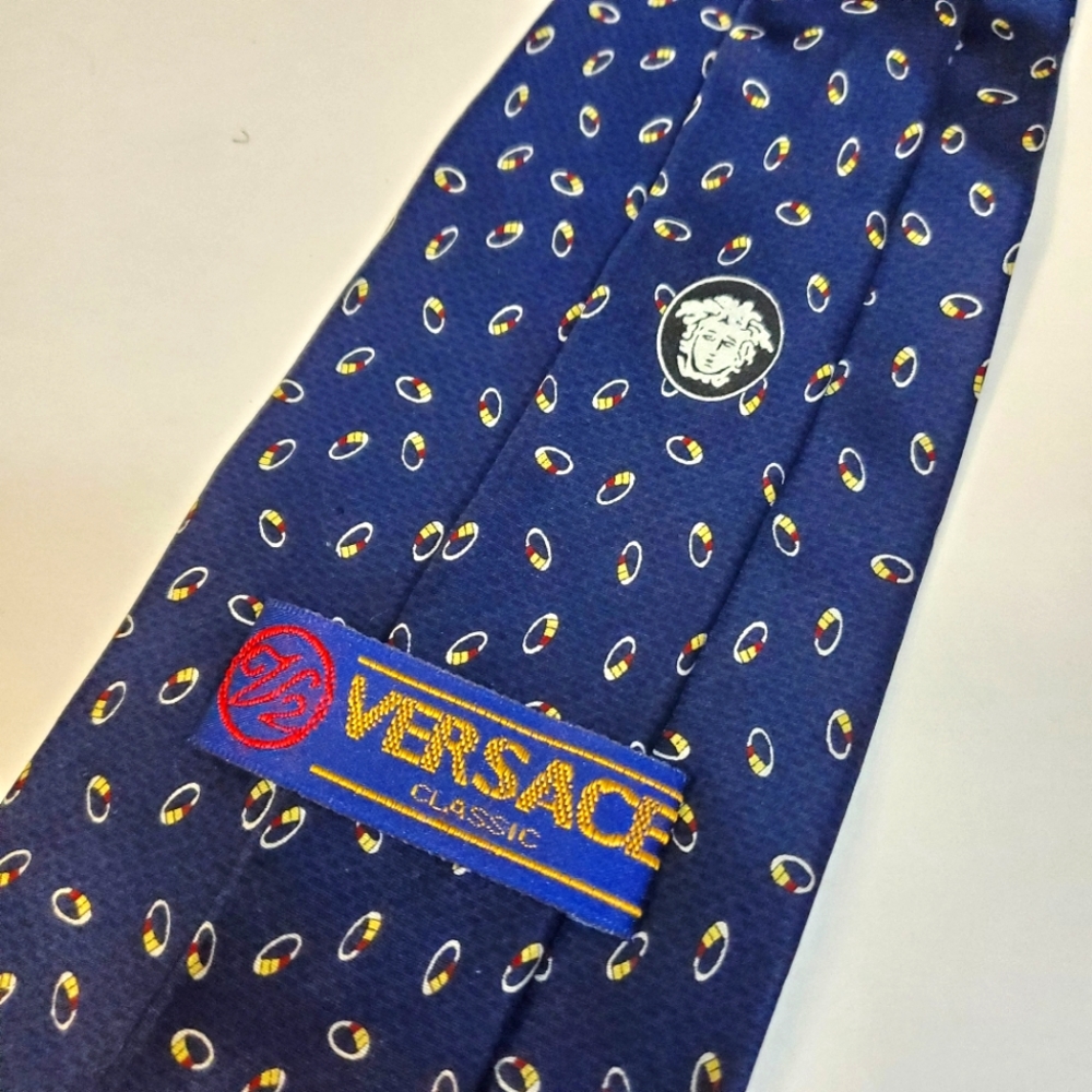 Versace Classic V2 Navy Blue Silk Tie